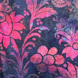 Vivid Ombre Magenta Orange Purple Floral Damask Print Soft Stretchy Leggings